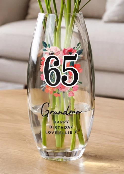 Personalised Memento Company Floral Big Age Bullet Vase - One Size Image 3