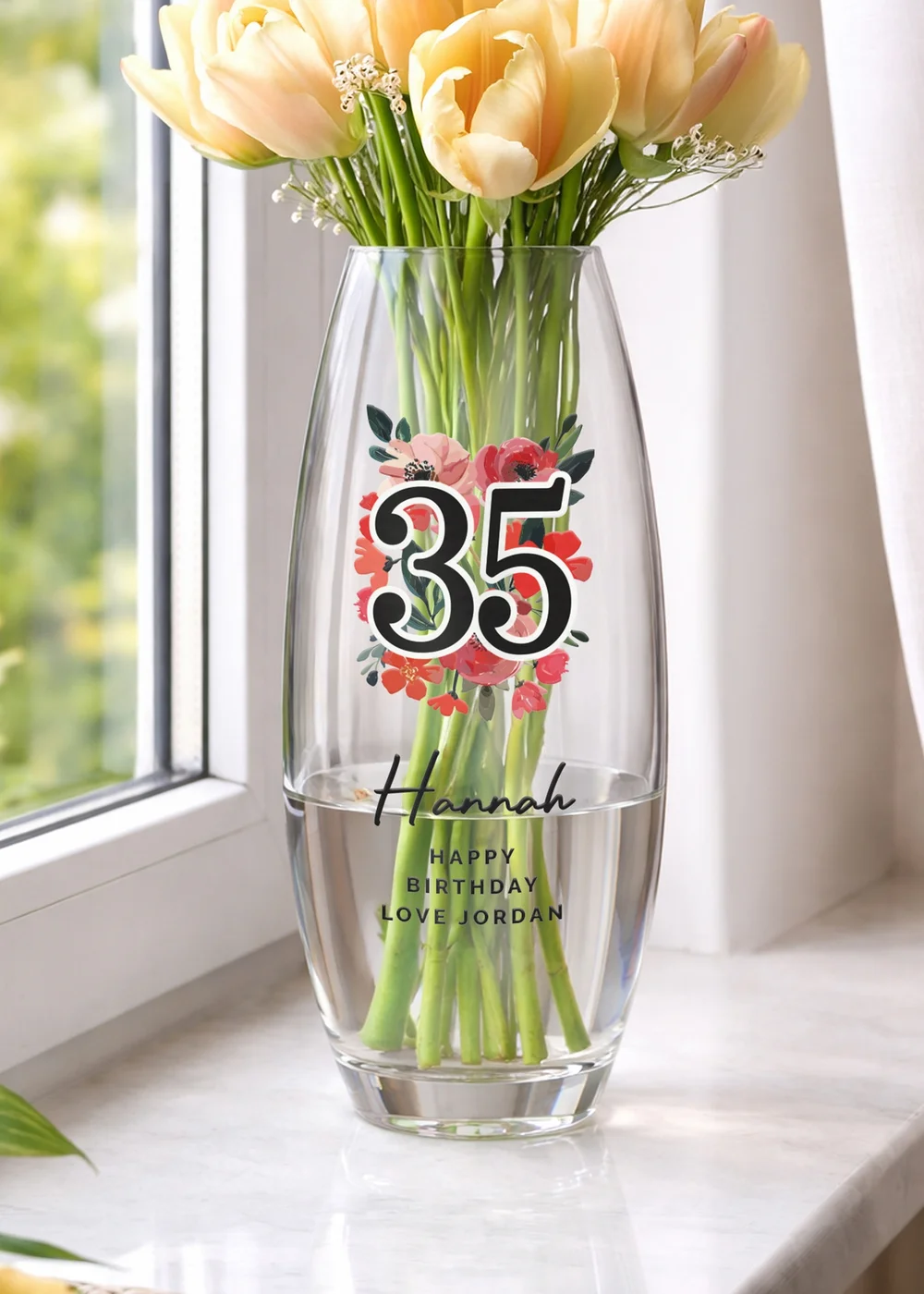 Personalised Memento Company Floral Big Age Bullet Vase - One Size Image 5