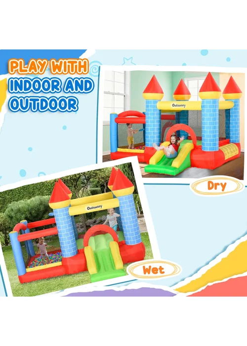 Outsunny Multicoloured Bouncy Castle With Fun Features, Blower, For Ages 3-8 Years - One Size Image 4