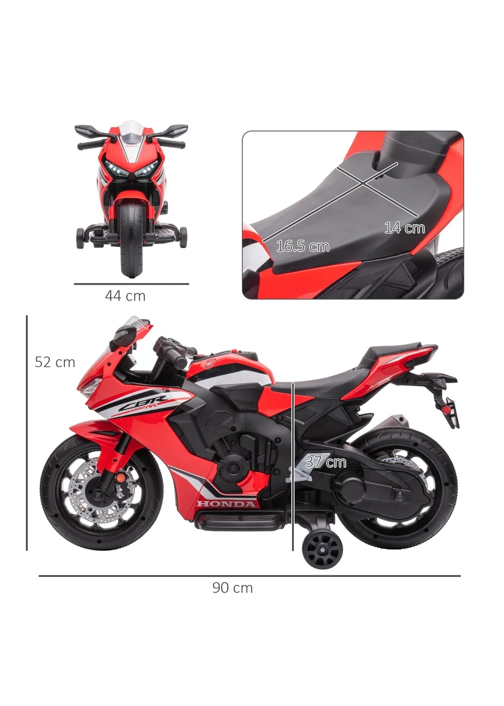 Homcom Red Honda Licensed 6V Kids Electric Motorbike Ride On Car For 3-5 Years - One Size Image 3