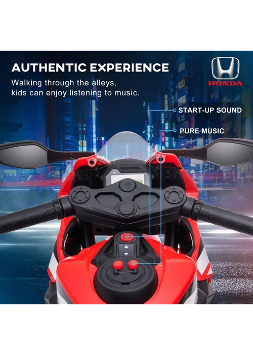 Homcom Red Honda Licensed 6V Kids Electric Motorbike Ride On Car For 3-5 Years - One Size Image 5