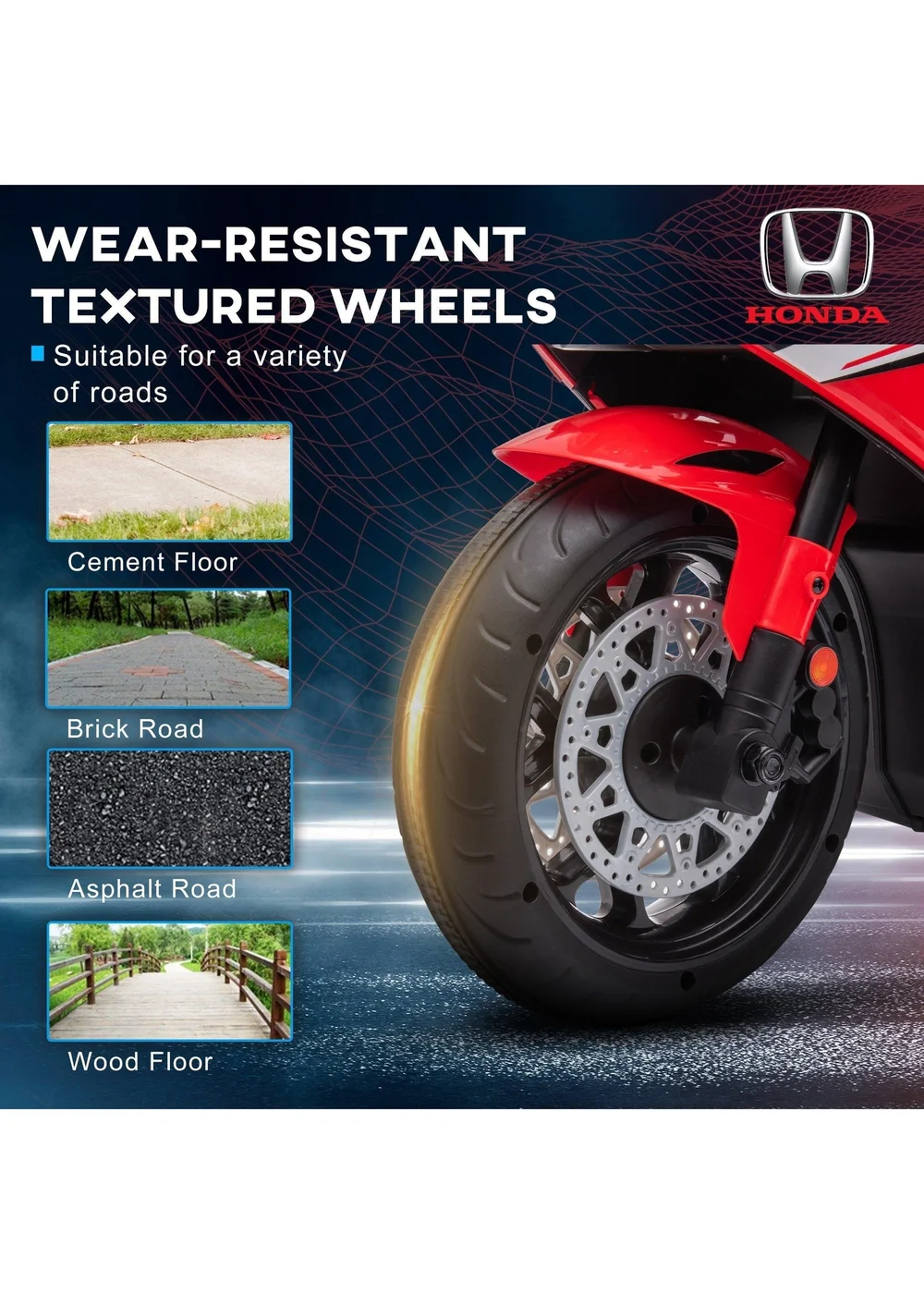 Homcom Red Honda Licensed 6V Kids Electric Motorbike Ride On Car For 3-5 Years - One Size Image 4