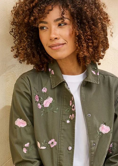 Cotton Traders Khaki Embroidered Cargo Jacket - 12 Image 3