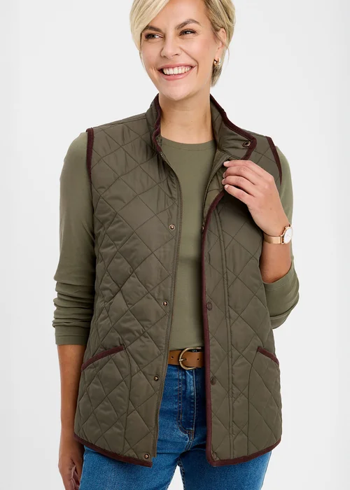 Cotton Traders Light Moss Quilted Gilet - S Image 1