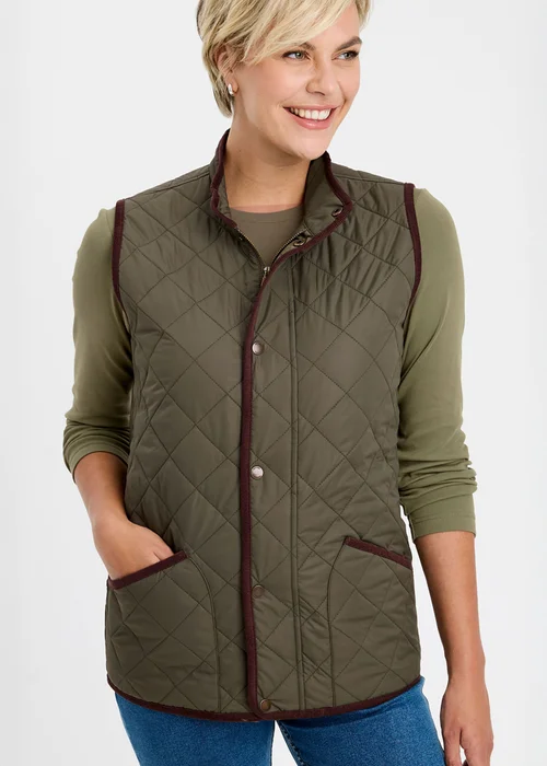 Cotton Traders Light Moss Quilted Gilet - S Image 2