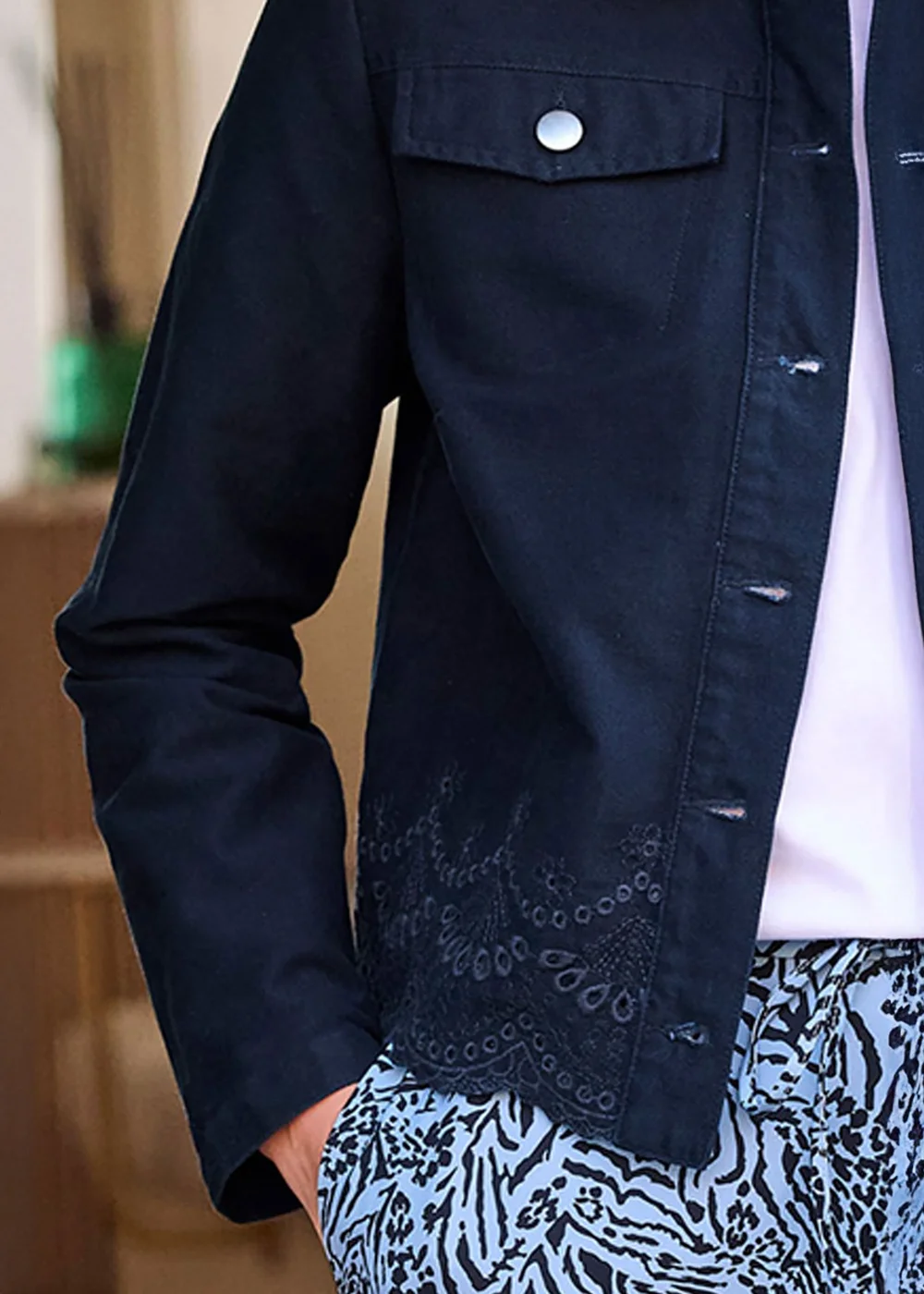 Cotton Traders Navy Cutwork Denim Jacket - 22 Image 4
