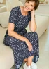 Cotton Traders Navy Printed Jersey Maxi Dress - 18 Image 1