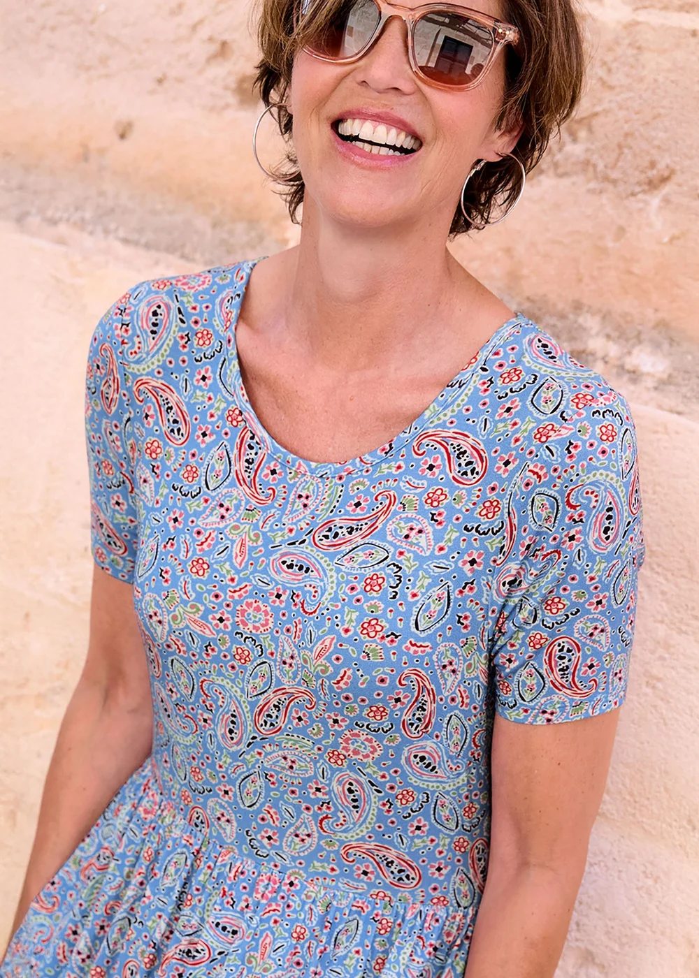 Cotton Traders Pearl Blue Printed Jersey Maxi Dress - 12 Image 3