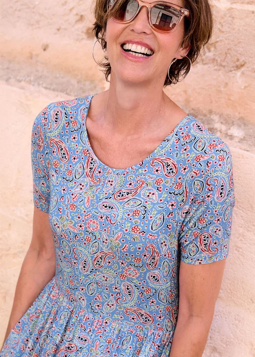 Cotton Traders Pearl Blue Printed Jersey Maxi Dress - 12 Image 3