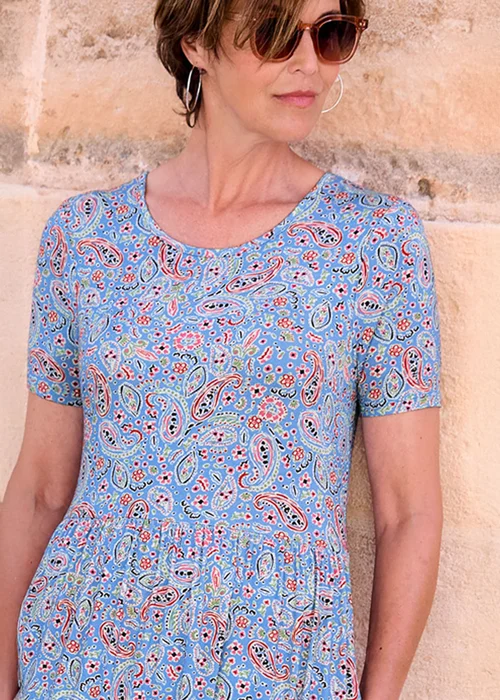 Cotton Traders Pearl Blue Printed Jersey Maxi Dress - 12 Image 4