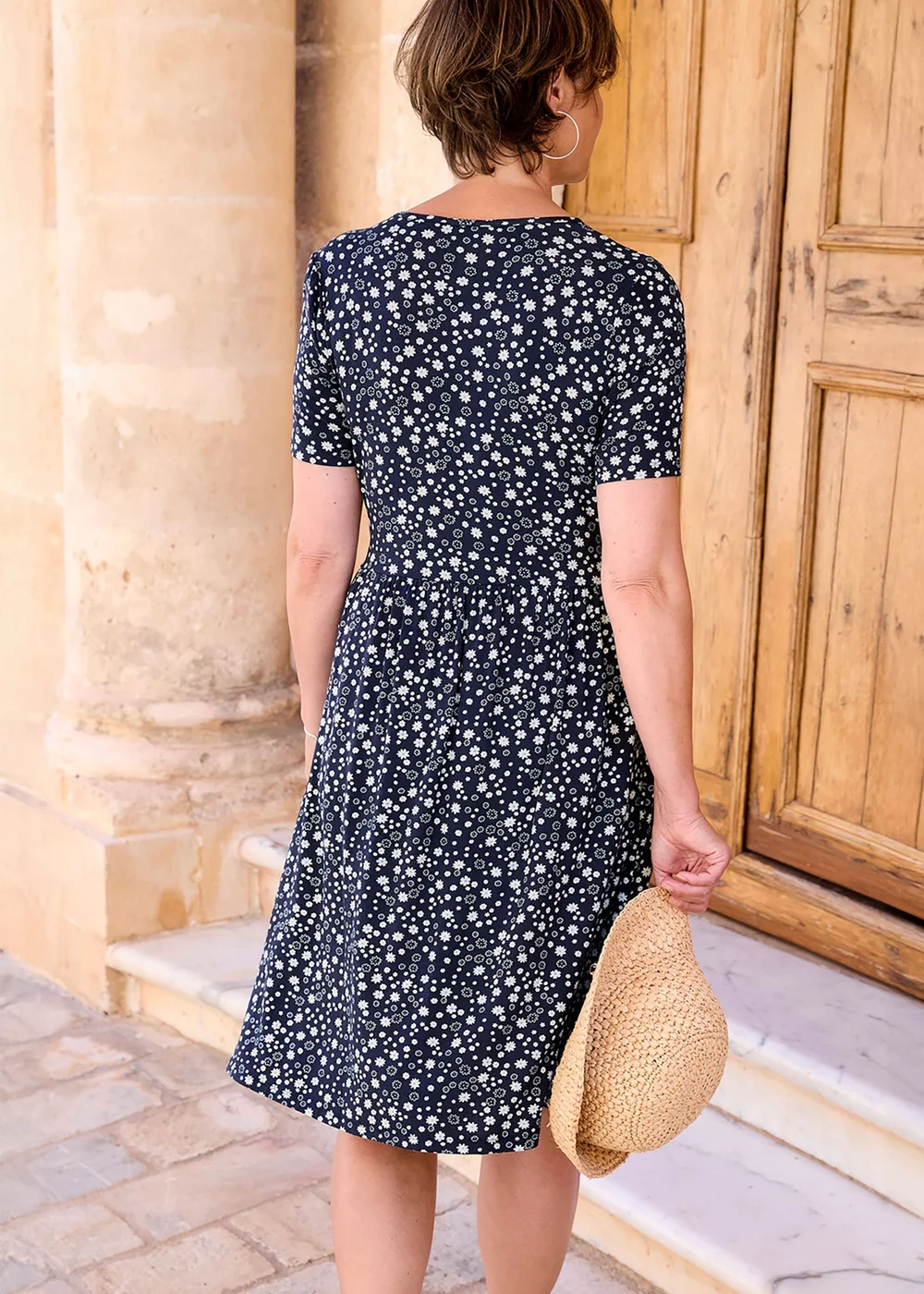 Cotton Traders Navy Printed Jersey Knee Length Dress - 14 | Matalan Cotton Traders Navy Printed Jersey Knee Length Dress - 14 | Matalan