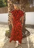 AX Paris Orange Tiger Print Flutter Sleeve Belted Wrap Midi Dress - 10 Image 5