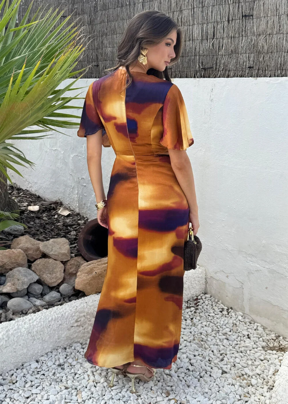 AX Paris Multi Smudge Print Cut Out Knot Detail Midi Dress - 10 Image 5