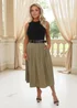 AX Paris Khaki 2 In 1 Pleated Skirt Belted Midi Dress - 8 Image 3