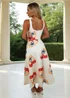 AX Paris Cream Floral Print Square Neck A-line Midi Dress - 16 Image 5