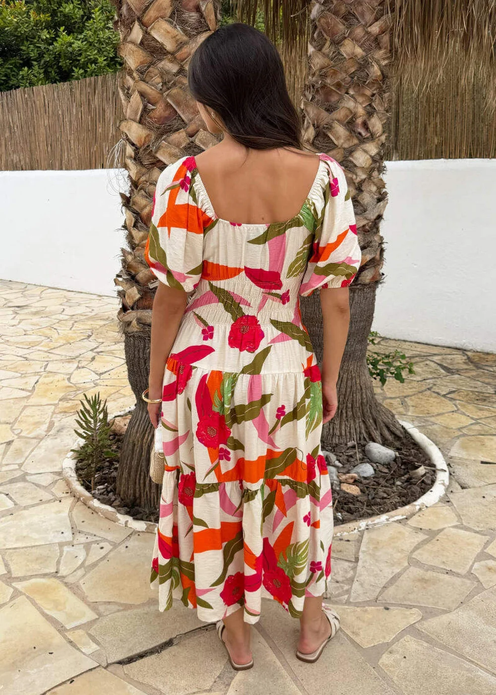 AX Paris Multi Floral Print Shirred Waist Smock Midi Dress - 8 Image 5