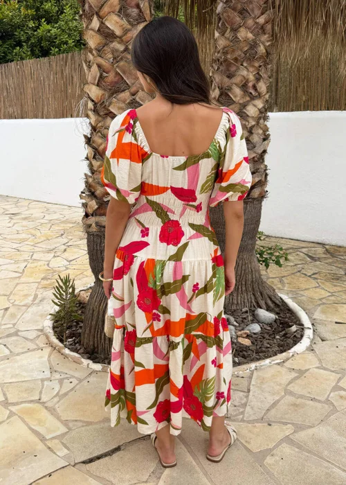 AX Paris Multi Floral Print Shirred Waist Smock Midi Dress - 8 Image 5