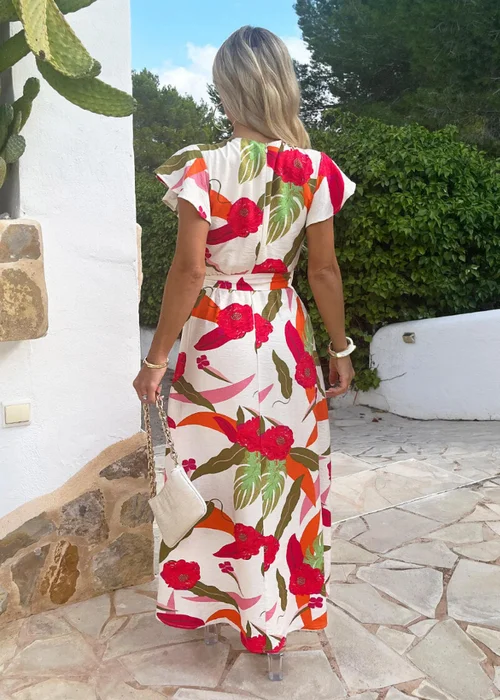 AX Paris Multi Floral Print Wrap Top Belted Midi Dress - 14 Image 5