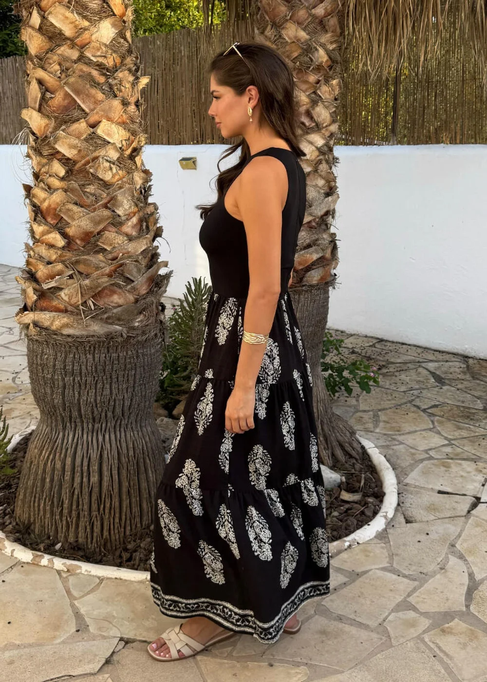 AX Paris Black Border Print 2 In 1 Smock Midi Dress - 10 Image 4