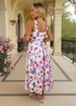 AX Paris Pink Floral Print Square Neck A-line Midi Dress - 10 Image 5