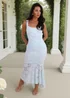 AX Paris Ice Blue Lace Ruched Detail Fishtail Midi Dress - 16 Image 2