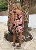 AX Paris Pink Tropical Flower Print Tie Front Puff Sleeve Mini Dress - 10 Image 5