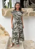 AX Paris Khaki Abstract Floral Print Flutter Sleeve Midi Dress - 8 Image 3