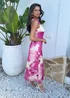 AX Paris Pink Marble Print One Shoulder Twist Back Midi Dress - 10 Image 4