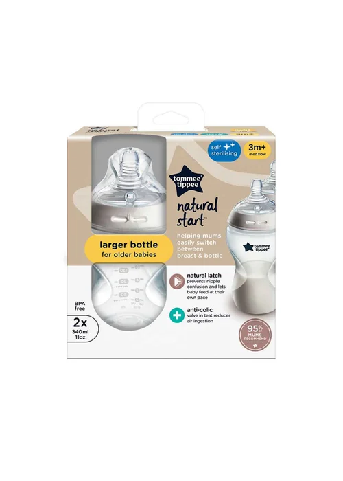 Tommee Tippee Natural Start Feeding Bottle 340ml 2 Pack - One Size Image 2
