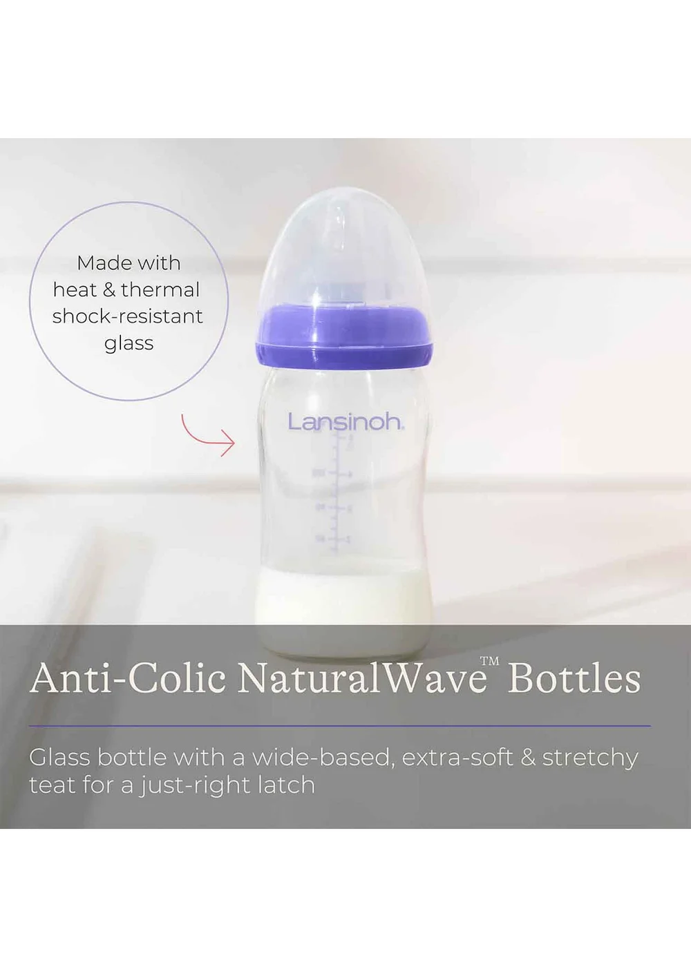 Lansinoh Glass Feeding Bottle 160ml - One Size Image 3