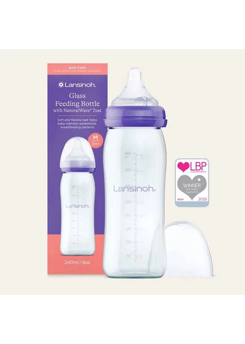 Lansinoh Glass Feeding Bottle 240ml - One Size Image 1