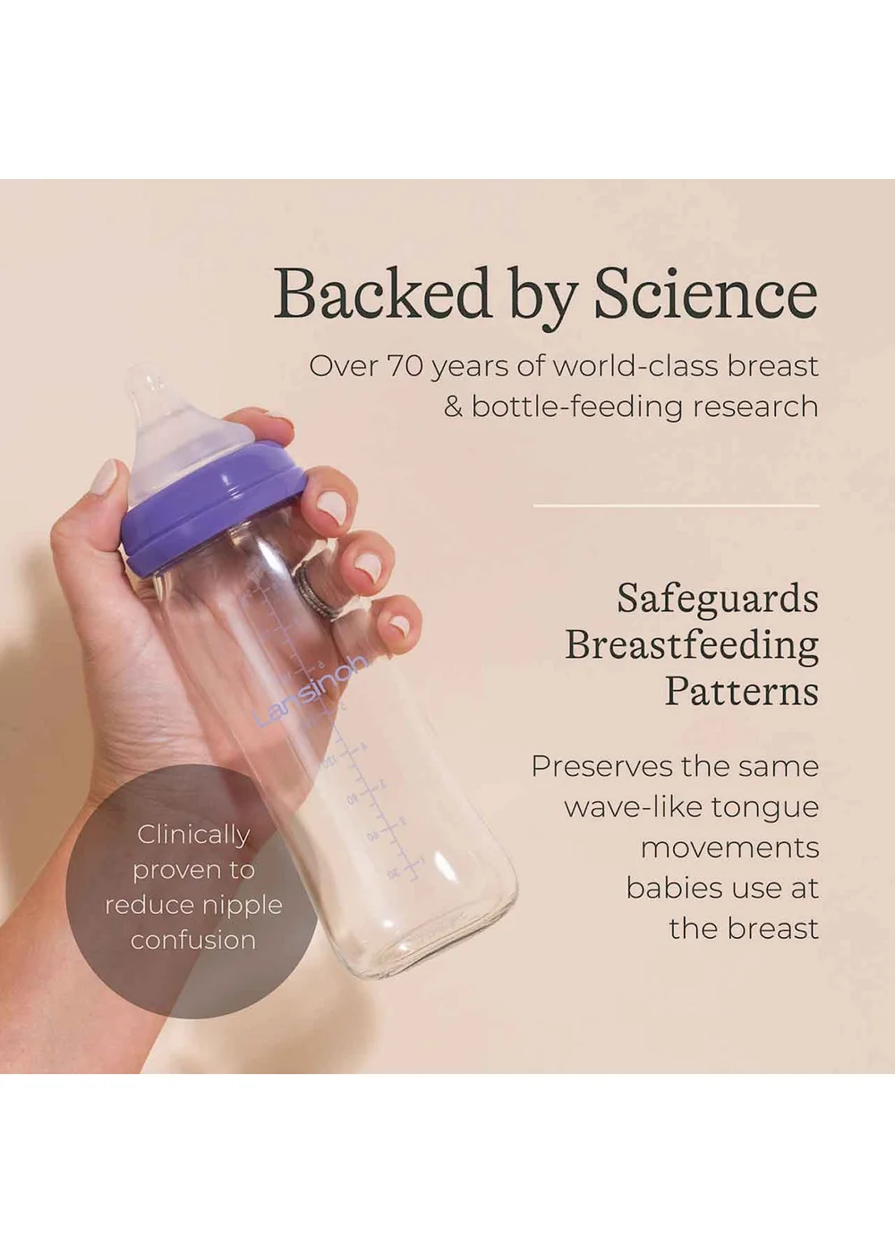 Lansinoh Glass Feeding Bottle 240ml - One Size Image 6