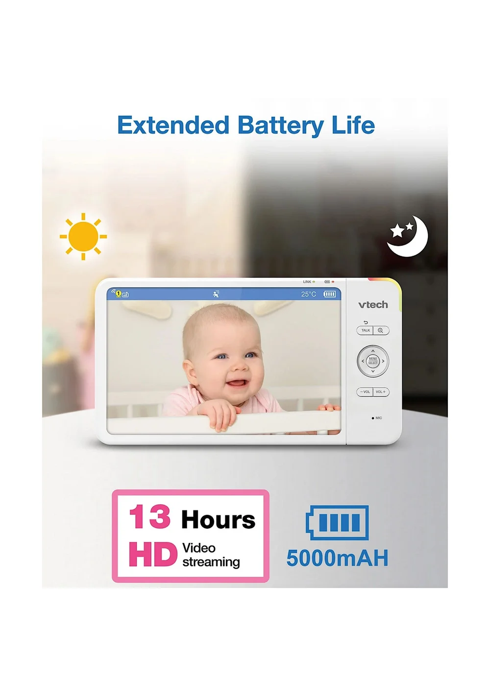 VTech VM7367HD Video Baby Monitor 7" - One Size Image 5