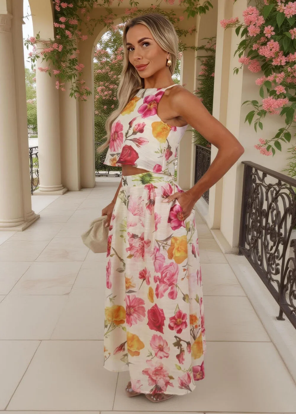 AX Paris Multi Floral Print Pleated Midi Skirt - 8 Image 4