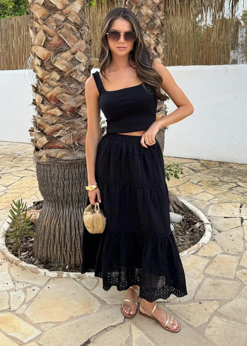 AX Paris Black Broderie Tiered Midi Skirt - 14 Image 4