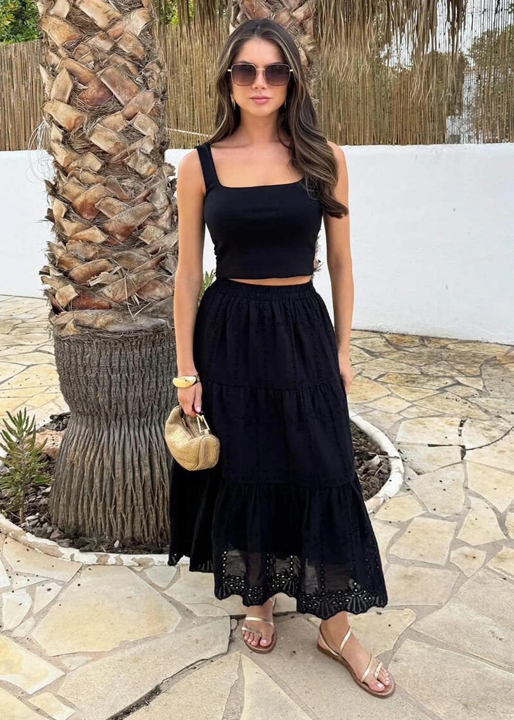 AX Paris Black Broderie Tiered Midi Skirt - 14 Image 5