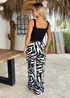 AX Paris Black & White Animal Print Wide Leg Trousers - 16 Image 4
