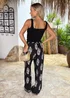 AX Paris Black Border Print Wide Leg Trousers - 16 Image 5
