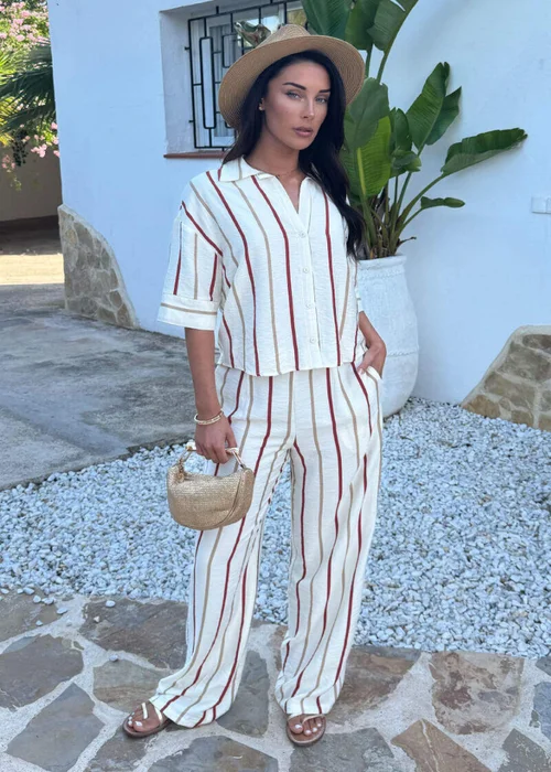 AX Paris Multi Striped Print Wide Leg Trousers - 16 Image 2