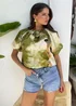 AX Paris Lime Marble Print Puff Sleeve Bubble Hem Top - 14 Image 3