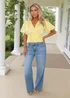 AX Paris Yellow Puff Sleeve V-Neck Wrap Top - 8 Image 5