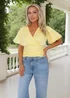 AX Paris Yellow Puff Sleeve V-Neck Wrap Top - 8 Image 1