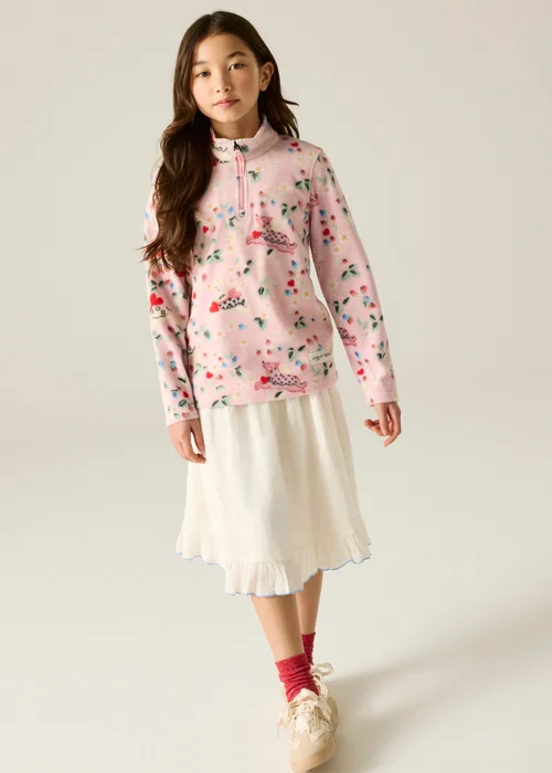 Regatta Half Zip Cath Kidston Fleece Pink Puppy Floral (Age 3-13 Years) - 11-12 Yrs Image 6