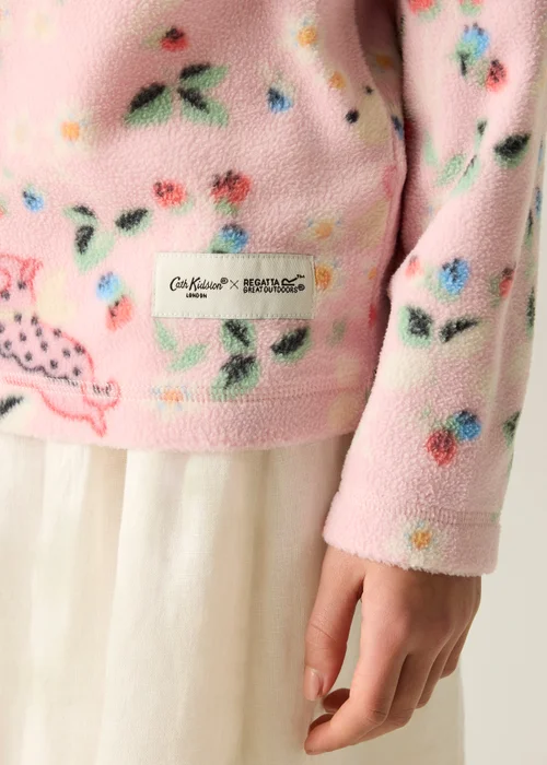 Regatta Half Zip Cath Kidston Fleece Pink Puppy Floral (Age 3-13 Years) - 11-12 Yrs Image 5