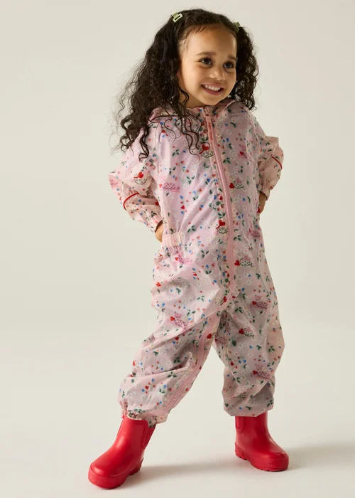 Regatta Waterproof Cath Kidston Isolite Puddlesuit Pink Puppy Floral (6 Months- 6 Years) - 2-3 Yrs Image 1