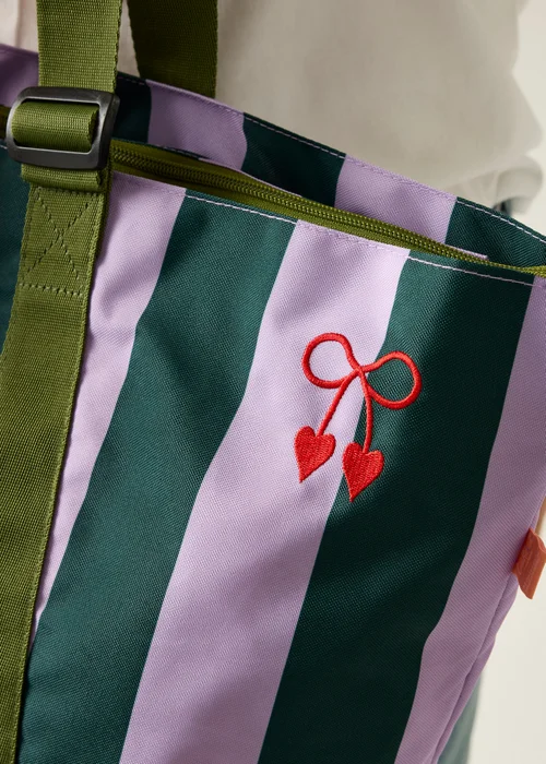 Regatta Lightweight Cath Kidston Boulder Tote Bag Lilac & Green Candy Stripe - Single Image 3
