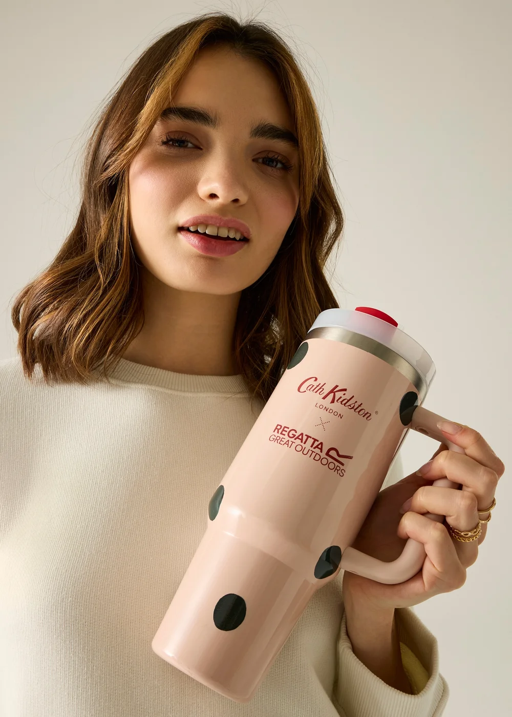 Regatta 1.2L Cath Kidston Thermal Mug Cream Spot Print - Single Image 3