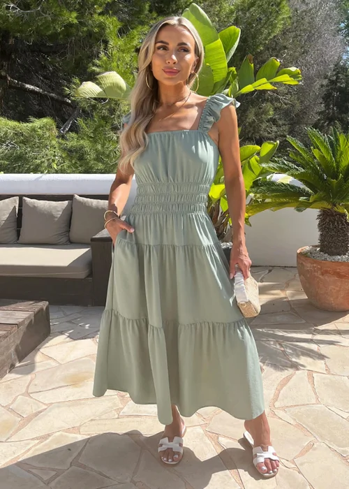 AX Paris Duck Egg Frill Strap Smock Midi Dress - 18 Image 2