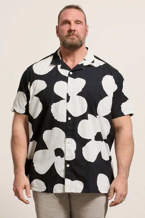 BadRhino Black Flower Poplin Shirt - 5-6XL Image 1