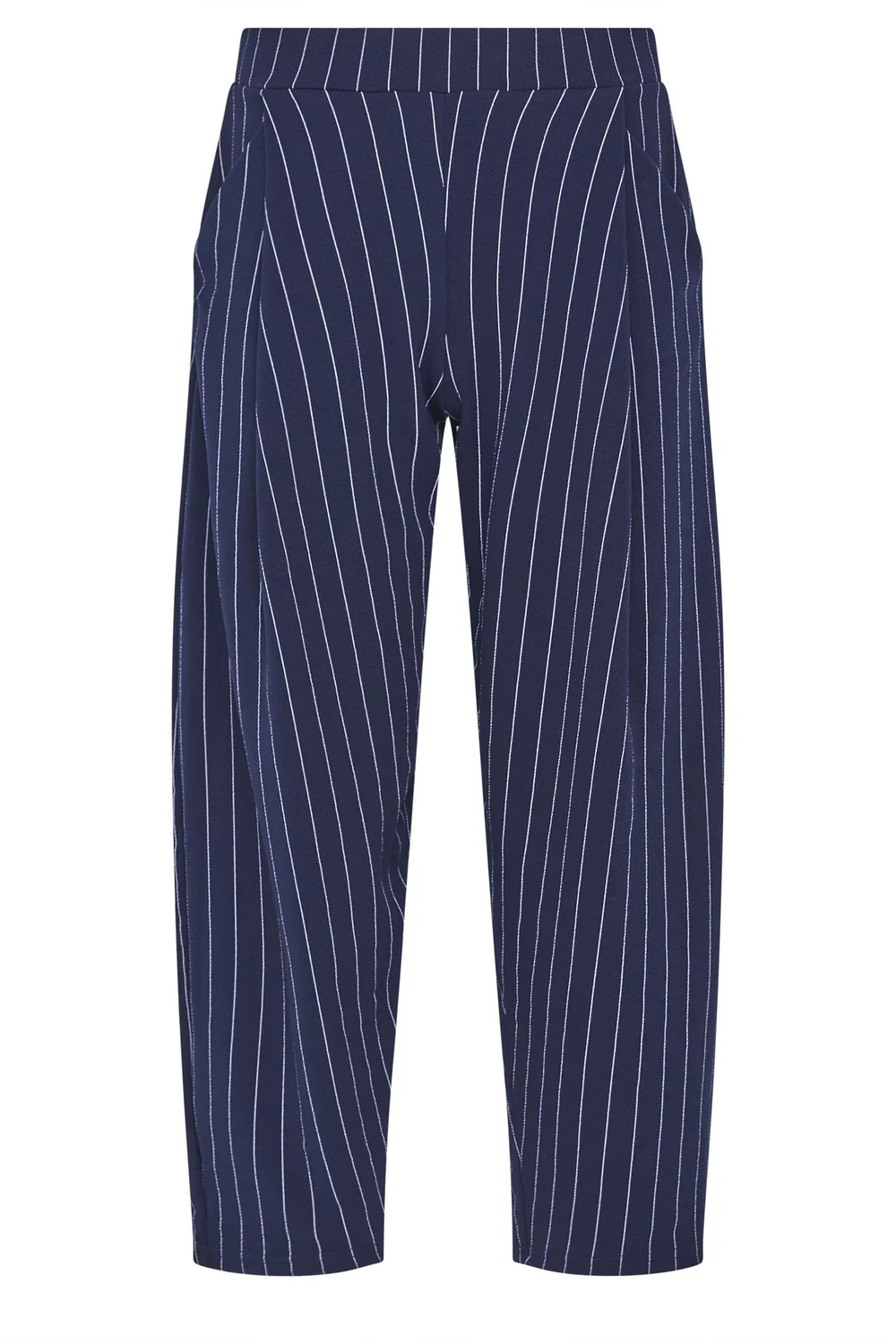 PixieGirl Petite Navy Blue Stripe Barrel Leg Trousers - 14/L27 Image 5